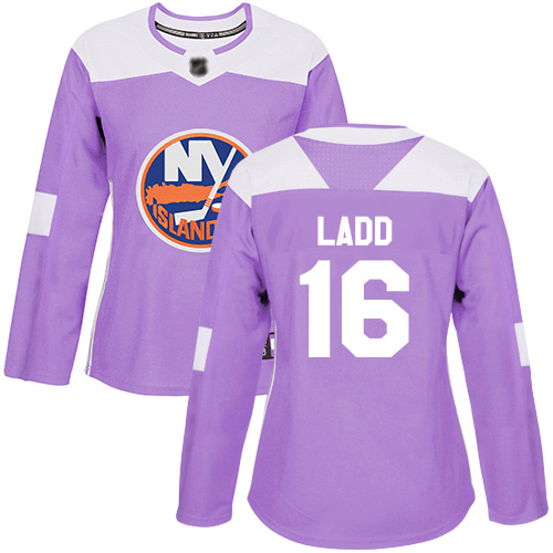 Adidas Women's Andrew Ladd Authentic Purple Jersey: NHL #16 New York Islanders Fights Cancer Practice