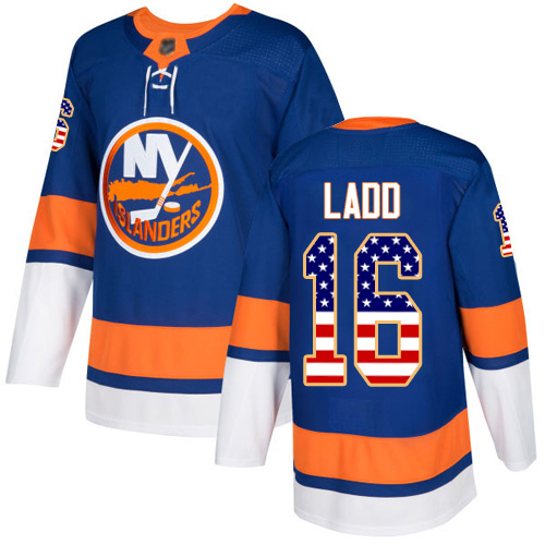 Adidas Youth Andrew Ladd Authentic Royal Blue Jersey: NHL #16 New York Islanders USA Flag Fashion
