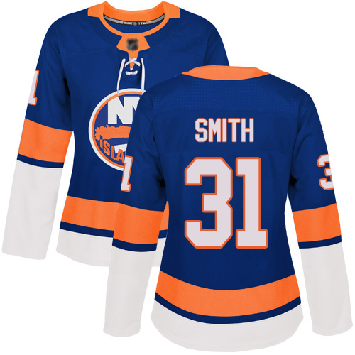 Adidas Women's Billy Smith Authentic Royal Blue Home Jersey: NHL #31 New York Islanders