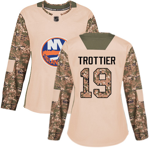 Women's Bryan Trottier Authentic Camo Jersey: Hockey #19 New York Islanders Veterans Day Practice