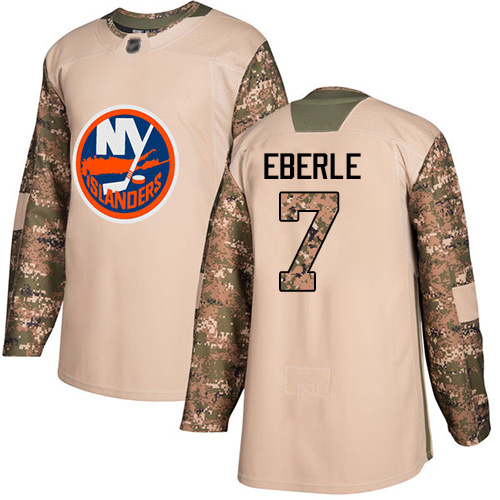 Adidas Youth Jordan Eberle Authentic Camo Jersey: NHL #7 New York Islanders Veterans Day Practice