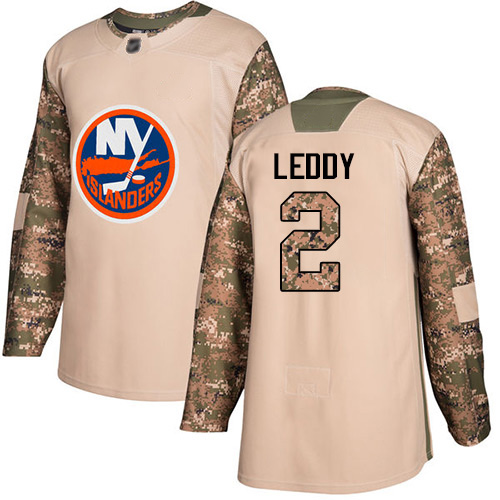 Adidas Youth Nick Leddy Authentic Camo Jersey: NHL #2 New York Islanders Veterans Day Practice