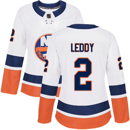 Reebok Women's Nick Leddy Authentic White Away Jersey: NHL #2 New York Islanders