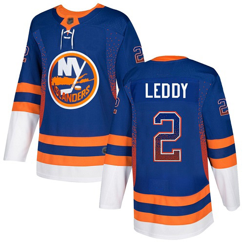 Adidas Men's Nick Leddy Authentic Royal Blue Jersey: NHL #2 New York Islanders Drift Fashion