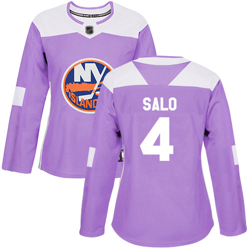 Adidas Women's Robin Salo Authentic Purple Jersey: NHL #4 New York Islanders Fights Cancer Practice