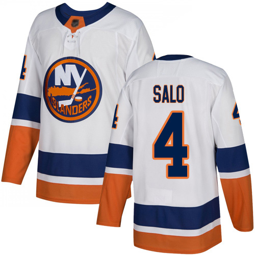 Reebok Men's Robin Salo Authentic White Away Jersey: NHL #4 New York Islanders