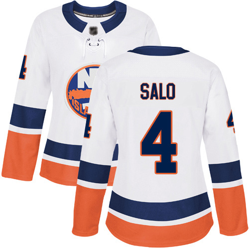 Reebok Women's Robin Salo Authentic White Away Jersey: NHL #4 New York Islanders
