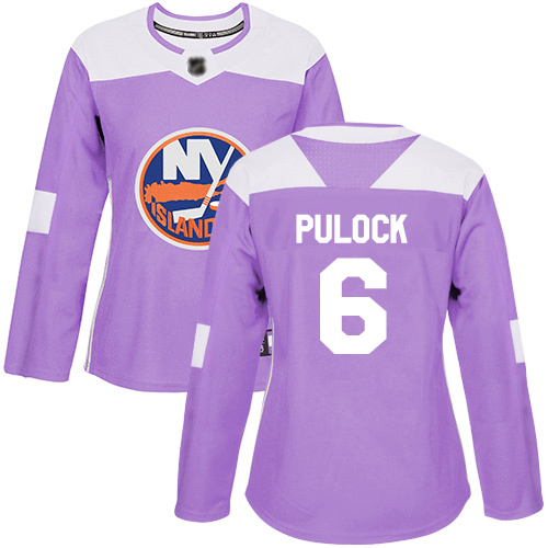 Adidas Women's Ryan Pulock Authentic Purple Jersey: NHL #6 New York Islanders Fights Cancer Practice