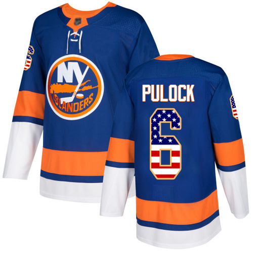 Adidas Youth Ryan Pulock Authentic Royal Blue Jersey: NHL #6 New York Islanders USA Flag Fashion