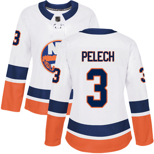 Women's Adam Pelech Authentic White Away Jersey: Hockey #3 New York Islanders