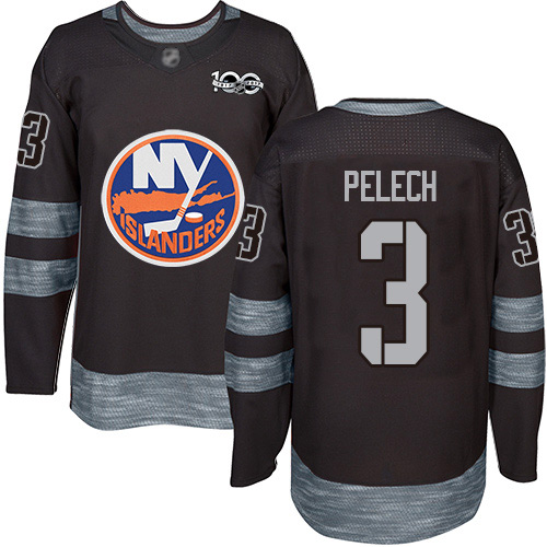 Men's Adam Pelech Authentic Black Jersey: Hockey #3 New York Islanders 1917-2017 100th Anniversary