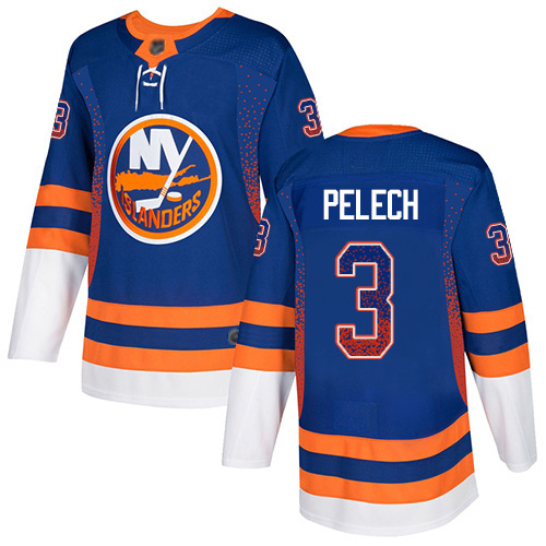 Men's Adam Pelech Authentic Royal Blue Jersey: Hockey #3 New York Islanders Drift Fashion