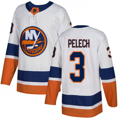Men's Adam Pelech Authentic White Away Jersey: Hockey #3 New York Islanders