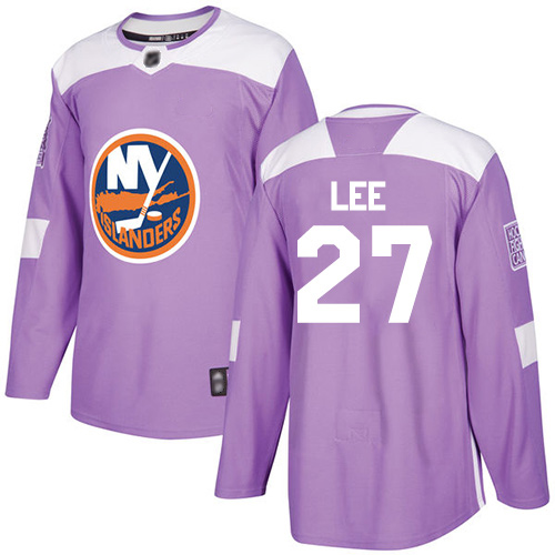 Youth Anders Lee Authentic Purple Jersey: Hockey #27 New York Islanders Fights Cancer Practice