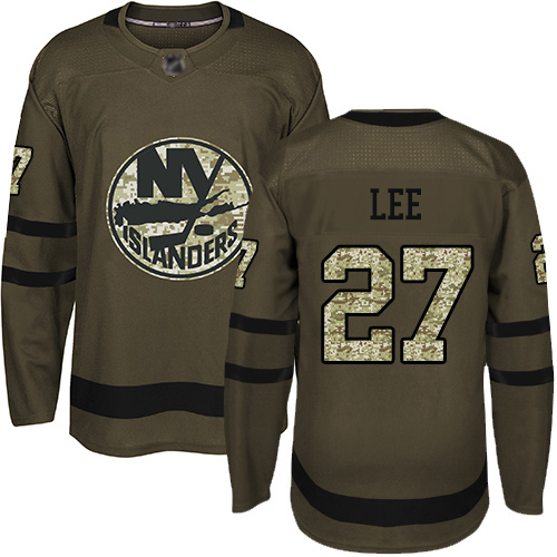 Youth Anders Lee Premier Green Jersey: Hockey #27 New York Islanders Salute to Service