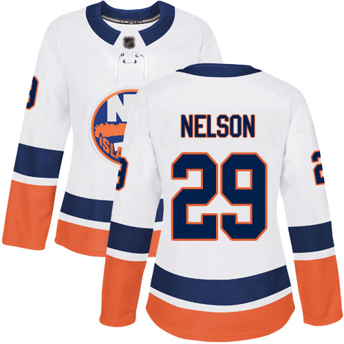 Reebok Women's Brock Nelson Authentic White Away Jersey: NHL #29 New York Islanders