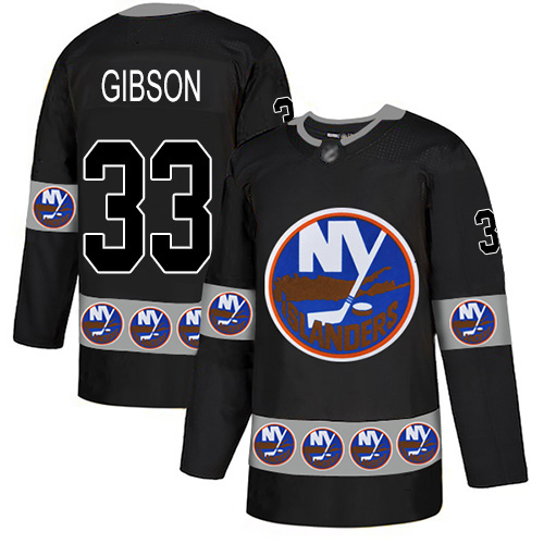 Men's Christopher Gibson Authentic Black Jersey: Hockey #33 New York Islanders Team Logo Fashion