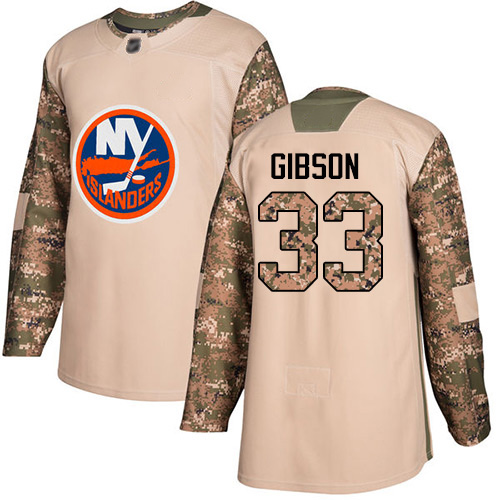 Men's Christopher Gibson Authentic Camo Jersey: Hockey #33 New York Islanders Veterans Day Practice