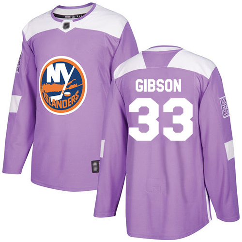 Youth Christopher Gibson Authentic Purple Jersey: Hockey #33 New York Islanders Fights Cancer Practice