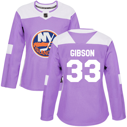 Women's Christopher Gibson Authentic Purple Jersey: Hockey #33 New York Islanders Fights Cancer Practice