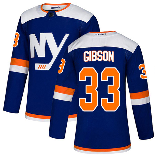 Men's Christopher Gibson Authentic Blue Alternate Jersey: Hockey #33 New York Islanders