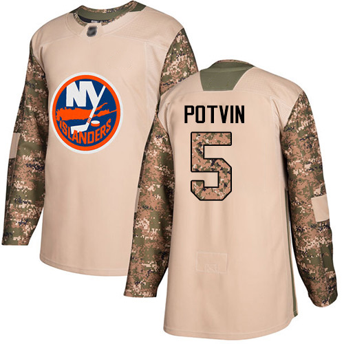 Adidas Men's Denis Potvin Authentic Camo Jersey: NHL #5 New York Islanders Veterans Day Practice