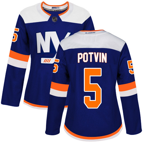 Adidas Women's Denis Potvin Premier Blue Alternate Jersey: NHL #5 New York Islanders