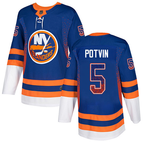 Adidas Men's Denis Potvin Authentic Royal Blue Jersey: NHL #5 New York Islanders Drift Fashion