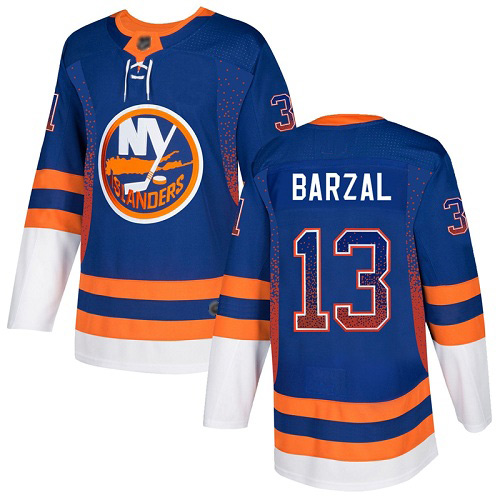 Adidas Men's Mathew Barzal Authentic Royal Blue Jersey: NHL #13 New York Islanders Drift Fashion
