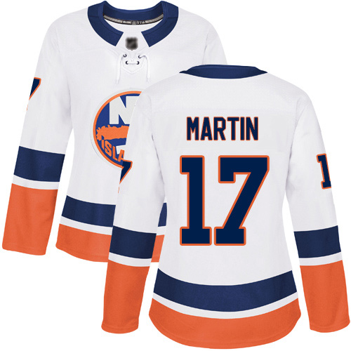 Reebok Women's Matt Martin Authentic White Away Jersey: NHL #17 New York Islanders