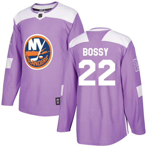 Adidas Men's Mike Bossy Authentic Purple Jersey: NHL #22 New York Islanders Fights Cancer Practice