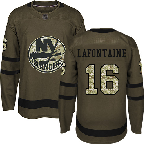 Youth Pat LaFontaine Authentic Green Jersey: Hockey #16 New York Islanders Salute to Service