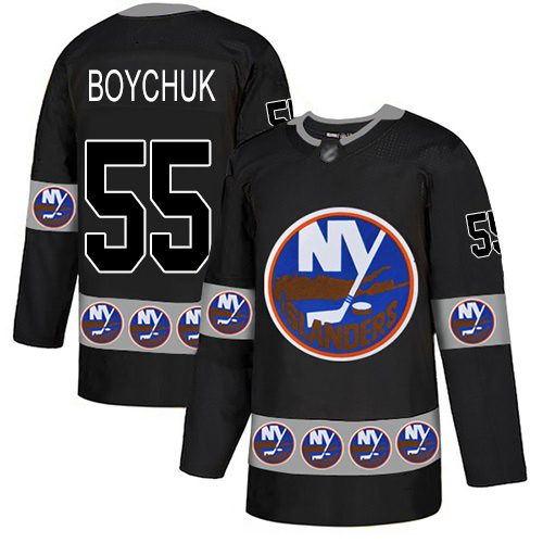 Adidas Men's Johnny Boychuk Authentic Black Jersey: NHL #55 New York Islanders Team Logo Fashion
