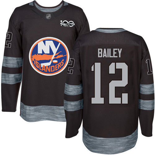 Men's Josh Bailey Authentic Black Jersey: Hockey #12 New York Islanders 1917-2017 100th Anniversary
