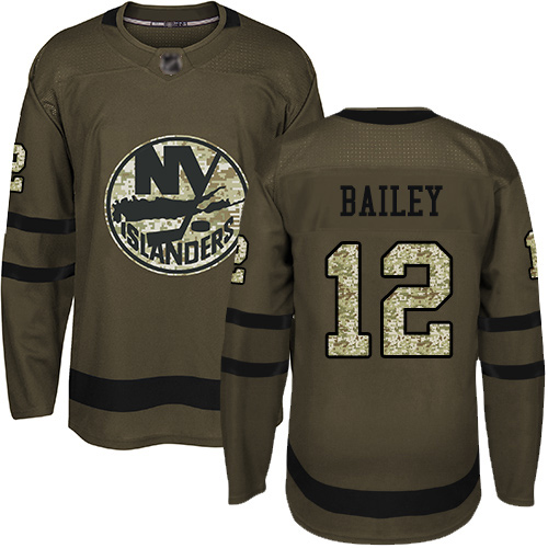 Youth Josh Bailey Authentic Green Jersey: Hockey #12 New York Islanders Salute to Service