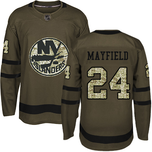 Adidas Men's Scott Mayfield Authentic Green Jersey: NHL #24 New York Islanders Salute to Service