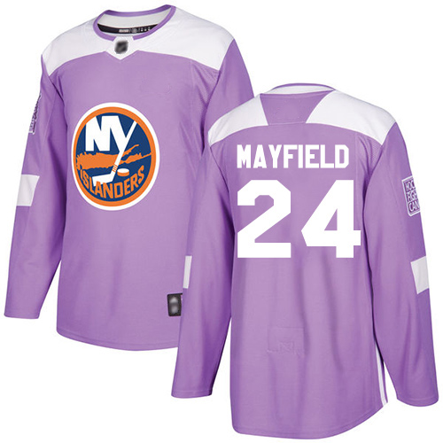 Adidas Youth Scott Mayfield Authentic Purple Jersey: NHL #24 New York Islanders Fights Cancer Practice