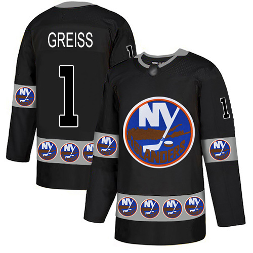 Adidas Men's Thomas Greiss Authentic Black Jersey: NHL #1 New York Islanders Team Logo Fashion