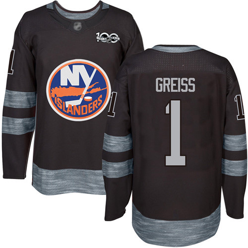 Adidas Men's Thomas Greiss Authentic Black Jersey: NHL #1 New York Islanders 1917-2017 100th Anniversary