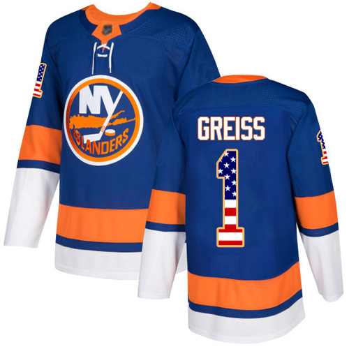 Adidas Youth Thomas Greiss Authentic Royal Blue Jersey: NHL #1 New York Islanders USA Flag Fashion